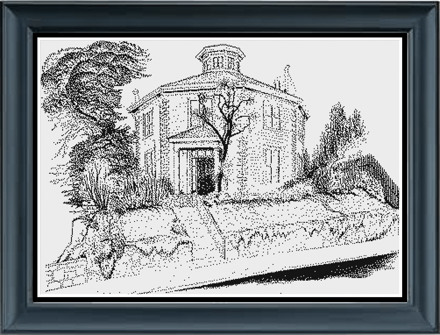 Stitching Jules Design Cross Stitch Pattern Round House Monochrome Cross Stitch Pattern